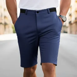 Sale OUKU Men's Dress Shorts Burmuda Shorts Work Shorts Pocket Plain Comfort Breathable Knee Length Outdoor Business Fashion Casual Black Navy Blue