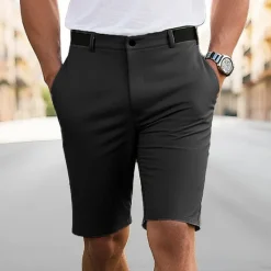 Sale OUKU Men's Dress Shorts Burmuda Shorts Work Shorts Pocket Plain Comfort Breathable Knee Length Outdoor Business Fashion Casual Black Navy Blue
