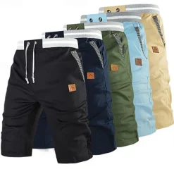 Best OUKU Men's Dress Shorts Burmuda Shorts Work Shorts Pocket Drawstring Plain Comfort Breathable Knee Length Outdoor Business Fashion Casual Black Blue
