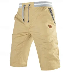 Best OUKU Men's Dress Shorts Burmuda Shorts Work Shorts Pocket Drawstring Plain Comfort Breathable Knee Length Outdoor Business Fashion Casual Black Blue