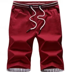 New OUKU Men's Dress Shorts Burmuda Shorts Work Shorts Pocket Drawstring Plain Comfort Breathable Knee Length Outdoor Business Fashion Casual Black Red