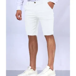 Sale OUKU Men's Dress Shorts Burmuda Shorts Work Shorts Golf Shorts Pocket Plain Comfort Breathable Knee Length Outdoor Business Fashion Casual Black White