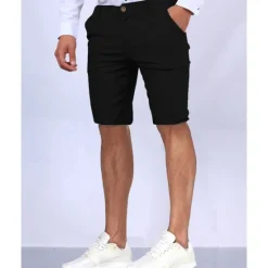 Sale OUKU Men's Dress Shorts Burmuda Shorts Work Shorts Golf Shorts Pocket Plain Comfort Breathable Knee Length Outdoor Business Fashion Casual Black White