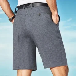 Discount OUKU Men's Dress Shorts Casual Shorts High Rise Solid Colored Breathable Lightweight Knee Length Casual Basic Classic White gray Black High Waist Inelastic