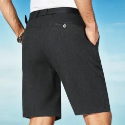 Discount OUKU Men's Dress Shorts Casual Shorts High Rise Solid Colored Breathable Lightweight Knee Length Casual Basic Classic White gray Black High Waist Inelastic