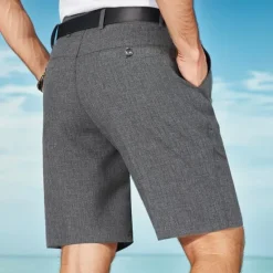 Discount OUKU Men's Dress Shorts Casual Shorts High Rise Solid Colored Breathable Lightweight Knee Length Casual Basic Classic White gray Black High Waist Inelastic