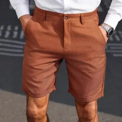 Hot OUKU Men's Dress Shorts Summer Shorts Work Shorts Golf Shorts Pocket Plain Comfort Breathable Short Outdoor Vacation Sport Casual Coffee