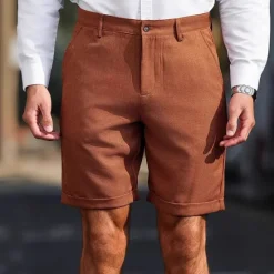 Hot OUKU Men's Dress Shorts Summer Shorts Work Shorts Golf Shorts Pocket Plain Comfort Breathable Short Outdoor Vacation Sport Casual Coffee