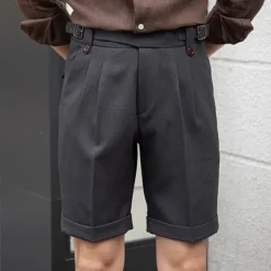 Discount OUKU Men's Dress Shorts Summer Shorts Work Shorts Casual Shorts Pocket Plain Comfort Short Formal Party Work Fashion Classic Style Black White Micro-elastic