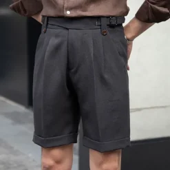 Discount OUKU Men's Dress Shorts Summer Shorts Work Shorts Casual Shorts Pocket Plain Comfort Short Formal Party Work Fashion Classic Style Black White Micro-elastic