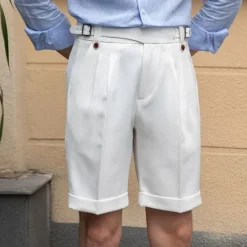 Discount OUKU Men's Dress Shorts Summer Shorts Work Shorts Casual Shorts Pocket Plain Comfort Short Formal Party Work Fashion Classic Style Black White Micro-elastic