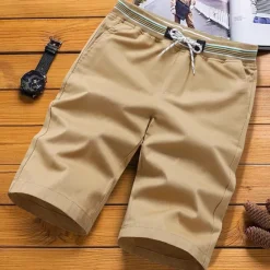 Sale OUKU Men's Dress Shorts Work Shorts Drawstring Elastic Waist Multi Pocket Plain Comfort Wearable Knee Length Outdoor Sport Daily Fashion Casual Black Navy Blue