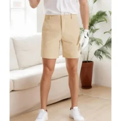 Discount OUKU Men's Dress Shorts Work Shorts Golf Shorts Pocket Plain Comfort Breathable Knee Length Outdoor Business Sports Casual Blue Khaki