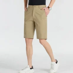 New OUKU Men's Dress Shorts Work Shorts Golf Shorts Pocket Plain Comfort Breathable Knee Length Outdoor Business Sports Casual Black White