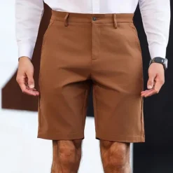 Online OUKU Men's Dress Shorts Work Shorts Golf Shorts Pocket Plain Comfort Breathable Knee Length Outdoor Business Sports Casual Coffee