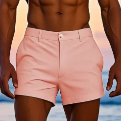 Online OUKU Men's Dress Shorts Work Shorts Golf Shorts Pocket Plain Comfort Breathable Short Outdoor Business Sports Casual White Yellow