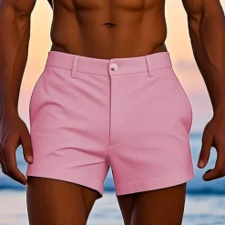 Online OUKU Men's Dress Shorts Work Shorts Golf Shorts Pocket Plain Comfort Breathable Short Outdoor Business Sports Casual White Yellow