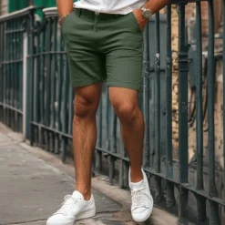 Best OUKU Men's Dress Shorts Work Shorts Casual Shorts Golf Shorts Pocket Straight Leg Solid Colored Comfort Wearable Knee Length Outdoor Daily Streetwear Stylish Black Brown