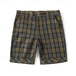 New OUKU Men's Dress Shorts Work Shorts Pocket Plaid Comfort Breathable Knee Length Outdoor Business Fashion Casual Black Navy Blue