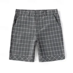 New OUKU Men's Dress Shorts Work Shorts Pocket Plaid Comfort Breathable Knee Length Outdoor Business Fashion Casual Black Navy Blue