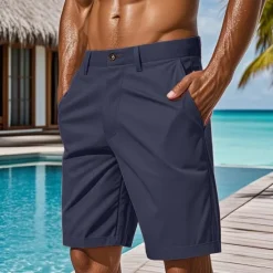 OUKU Men's Dress Shorts Work Shorts Golf Shorts Pocket Plain Comfort Knee Length Casual Daily Casual Yellow Light Green