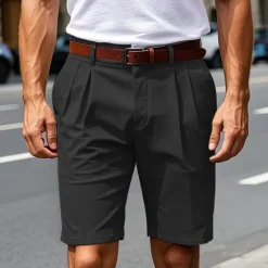 Best OUKU Men's Dress Shorts Work Shorts Golf Shorts Pocket Plain Comfort Breathable Knee Length Outdoor Business Sports Casual Black Khaki