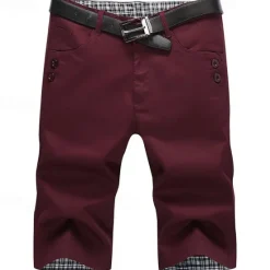 Online OUKU Men's Dress Shorts Work Shorts Golf Shorts Pocket Plain Comfort Breathable Knee Length Outdoor Business Sports Casual Black Wine