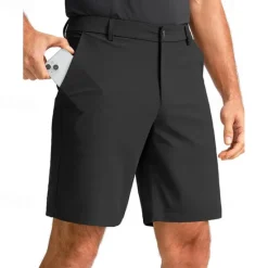 New OUKU Men's Dress Shorts Work Shorts Golf Shorts Pocket Plain Comfort Breathable Knee Length Outdoor Business Sports Casual Black White
