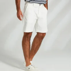 Hot OUKU Men's Dress Shorts Zipper Pocket Solid Color Breathable Knee Length Formal Wedding Party Chic & Modern Formal Navy Blue Micro-elastic White