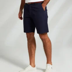 Hot OUKU Men's Dress Shorts Zipper Pocket Solid Color Breathable Knee Length Formal Wedding Party Chic & Modern Formal Navy Blue Micro-elastic White