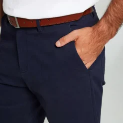 Hot OUKU Men's Dress Shorts Zipper Pocket Solid Color Breathable Knee Length Formal Wedding Party Chic & Modern Formal Navy Blue Micro-elastic White