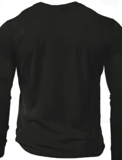 Sale OUKU Men's Duck T Shirt Long Sleeve Shirt 100% Cotton Long Sleeve Graphic Shirt Light Heather Grey Black Wine Comfortable Tee Vacation Street Fashion Designer Clothing