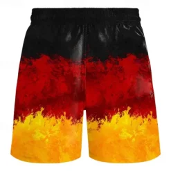 OUKU Men's Eagle European pattern National Flag Swim Trunks Swim Shorts Board Shorts Mid Waist Fashion Streetwear Designer Casual Daily Holiday Pocket Drawstring Elastic Waist Designer Clothing Apparel Black / Red