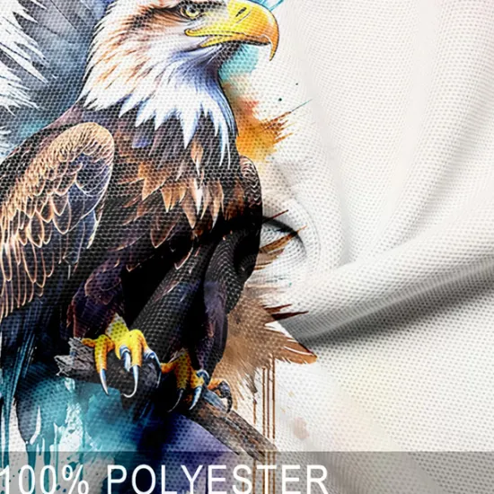 New OUKU Men's Eagle Patriotic Polo Shirts Golf Polos Shirts Long Sleeve Polo Shirts Collar Vacation Party Evening Wear Dailywear Zipper 3D Print Spring Fall & Winter White