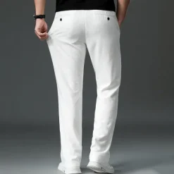Discount OUKU Men's Easy Care Cotton Linen Athletic Pants Active Pants Trousers Drawstring Elastic Drawstring Waist Solid Color Wearable Full Length Formal Wedding Outdoor Elegant Vacation Light Khaki Black Micro-e