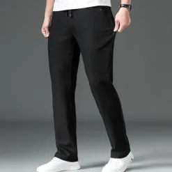 Discount OUKU Men's Easy Care Cotton Linen Athletic Pants Active Pants Trousers Drawstring Elastic Drawstring Waist Solid Color Wearable Full Length Formal Wedding Outdoor Elegant Vacation Light Khaki Black Micro-e