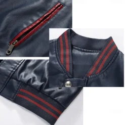 Clearance OUKU Men's Embroidered Bomber Jacket Leather Jacket Winter Baseball Coat Long Sleeve Stand Collar PU Leather Motorcycle Jacket