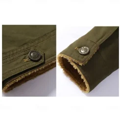 Sale OUKU Men's Embroidered Fleece Jacket Cargo Jacket Cow Print Turndown Collar Long Sleeve Military Tactical Jacket Vintage Thermal Warm Winter Outwear Multiple Pockets Button Front Cotton Coat