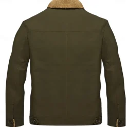 Hot OUKU Men's Embroidered Fleece Jacket Cargo Jacket merican US Flag Print Turndown Collar Long Sleeve Military Tactical Jacket Vintage Thermal Warm Winter Outwear Multiple Pockets Button Front Cotton Coat Army Green