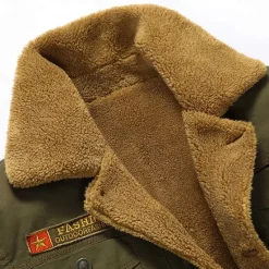 Hot OUKU Men's Embroidered Fleece Jacket Cargo Jacket merican US Flag Print Turndown Collar Long Sleeve Military Tactical Jacket Vintage Thermal Warm Winter Outwear Multiple Pockets Button Front Cotton Coat Army Green