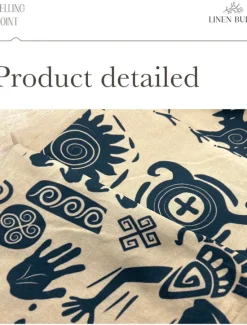 Outlet OUKU Men's Ethnic Linen Pants Trousers Summer Pants Mid Waist Vintage Ethnic Style Casual Daily Holiday Drawstring Elastic Waist 3D Print Spring & Summer 3D Print Black Blue Khaki