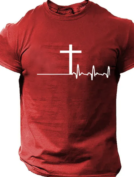 Best OUKU Men's Faith T Shirt Tee Top Cotton Short Sleeve Graphic Shirt Black White Red Comfortable Tee Sports Outdoor Holiday Fashion Designer Clothing