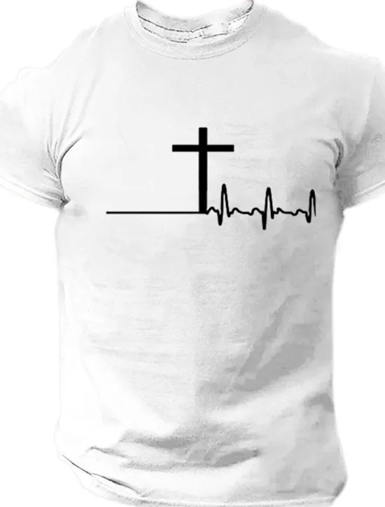 Best OUKU Men's Faith T Shirt Tee Top Cotton Short Sleeve Graphic Shirt Black White Red Comfortable Tee Sports Outdoor Holiday Fashion Designer Clothing