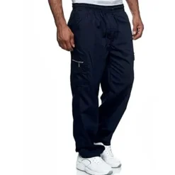 Clearance OUKU Mens Fashion Cargo Pants Casual Loose Trousers Multi-Pocket Outdoor Work Pants Jogger Athletic Sweatpants Navy