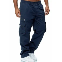 Clearance OUKU Mens Fashion Cargo Pants Casual Loose Trousers Multi-Pocket Outdoor Work Pants Jogger Athletic Sweatpants Navy