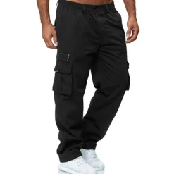 Clearance OUKU Mens Fashion Cargo Pants Casual Loose Trousers Multi-Pocket Outdoor Work Pants Jogger Athletic Sweatpants Navy