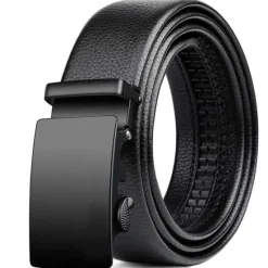 New OUKU Men's Faux Leather Belt Dress Belt Ratchet Belt Casual Belt Box Buckle Black Navy Blue Faux Leather Fashion Business Formal Party Work Daily