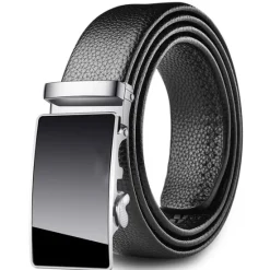 Discount OUKU Men's Faux Leather Belt Dress Belt Ratchet Belt Casual Belt Box Buckle Black White Faux Leather Fashion Business Formal Work Daily Holiday