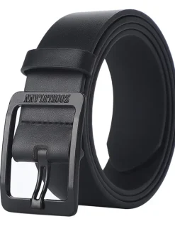 Best OUKU Men's Faux Leather Belt Frame Buckle Black Coffee Alloy Retro Traditional Plain Daily Wear Going out Weekend