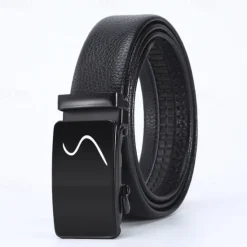 Outlet OUKU Men's Faux Leather Belt Tactical Belt PU Belt Automatic Buckle Belt Black 1# Black 2# Iron(nickel plated) Plain Daily Wear Going out Weekend